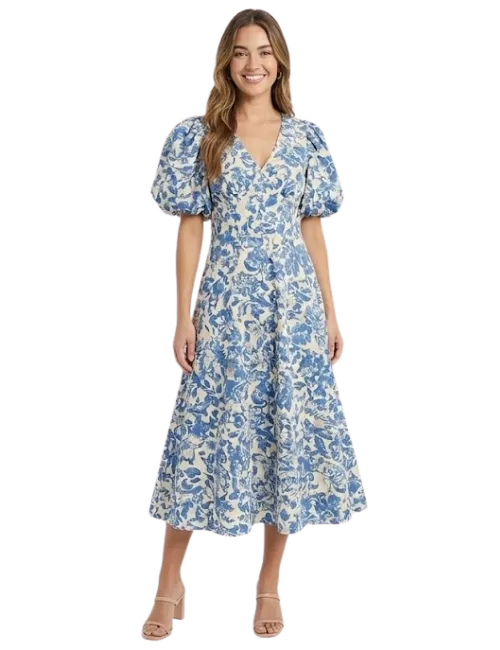 Puff Sleeve A-Line Dress